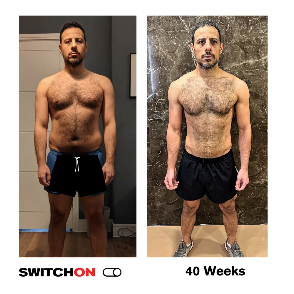 Sami before and after, labelled 40 weeks.
