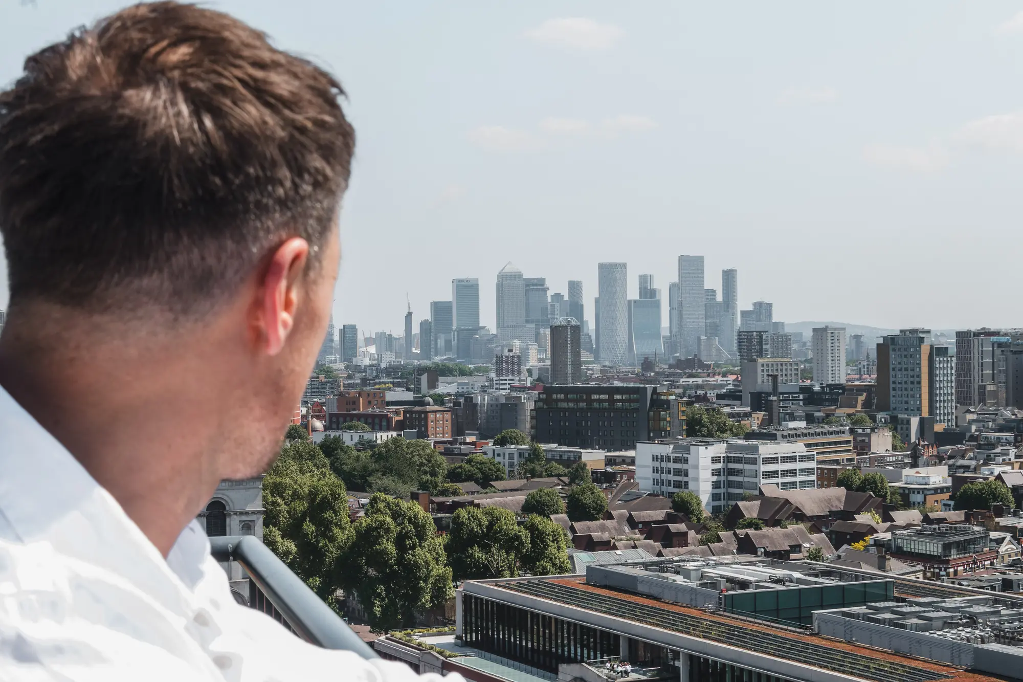 Jools Newsome looking out over London from the City.